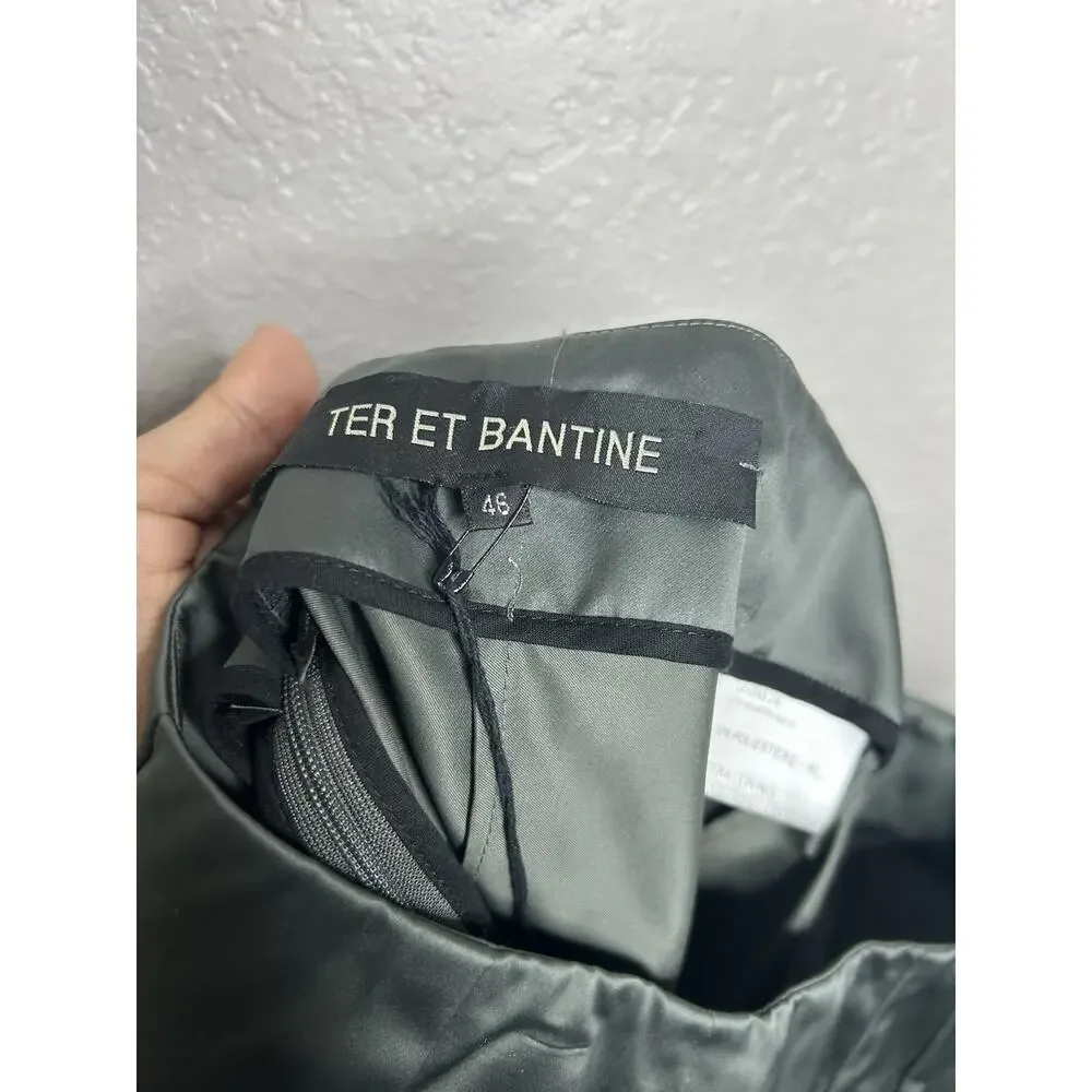 Ter Eat Bantine Gray A Line Skirt Zip Pockets Italian Size 46 US 10 New Designer - Picture 10 of 13